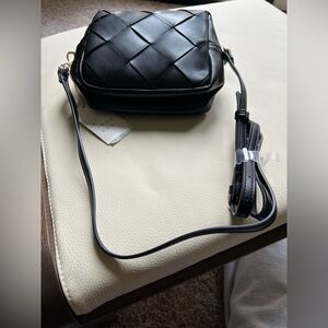 NWT a new day Black Woven Leather Crossbody Bag